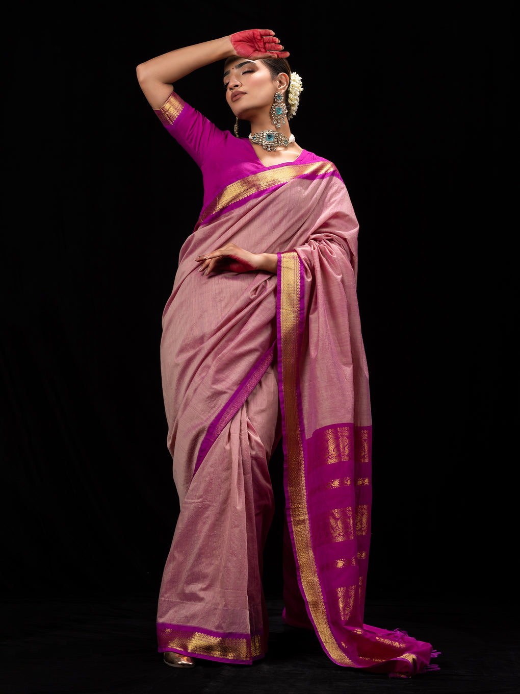 Ava V Neck Collar Stylish Magenta Blouse – BharatSthali